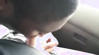 Amateur Black Guy Gives Interracial Car Blowjob in Parking Lot