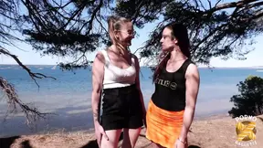 Arianna, a beautiful brunette, has her first threesome