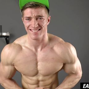 Handsome straight muscle boy wanks his big cock