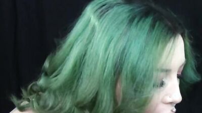 Chubby Tattooed Babe Gives Sloppy Blowjob to Big Dildo While Talking Dirty to you