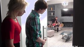 ”Handsome Olivier Bam with his Girlfriend watches a taboo threesome sex in the living roo”