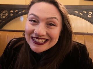 Cheating wife fucks employee in pub shitter while husband waits outside and gets a surprise load all over her face