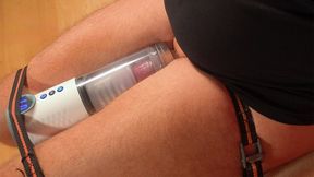 The Mistress tied up her submissive Slave, leaving him alone and helplessly subjected to the relentless milking machine for intense post-orgasm treatment