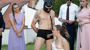 Wetech, Santa, Suzy, and Ella release their wedding guests from their wax bondage