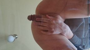 femboy cumshot on the glass anal masturbation