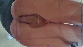 femboy cumshot on the glass anal masturbation
