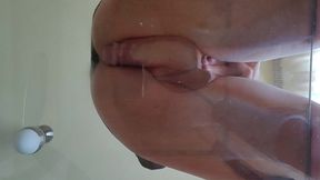 femboy cumshot on the glass anal masturbation