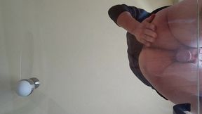 femboy cumshot on the glass anal masturbation