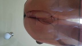 femboy cumshot on the glass anal masturbation