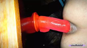 Locked in a chastity belt Sonechka filled her ass with her lube ruined sissygasm