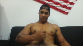 Ebony Latin Muscled Stud Almost Cumshot Show