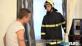 RAWEURO Firefighter Justin Brown Seduced By Facial Bareback