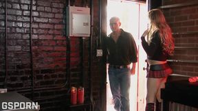 Dominant Girl and Shemale Fuck the Ass of a Slave Guy