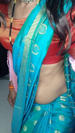 Indian ladies wear sexy satin saree