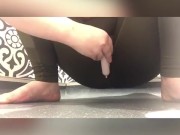 Naughty Teen Plays With stepsisters Toothbrush Through Yoga Pants