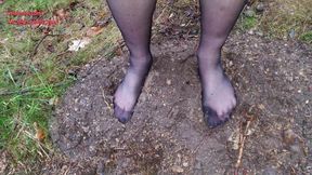 Nylon feet in the forest