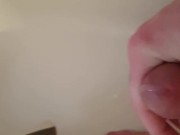 Jerked off in shower till I cum, while my gf was on phone talking to her bestfriend