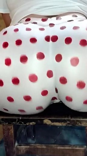 White Polka Dot Leggings Butt