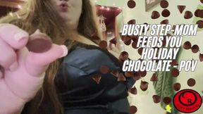 Busty Step-Mom Feeds You Holiday Chocolate - POV