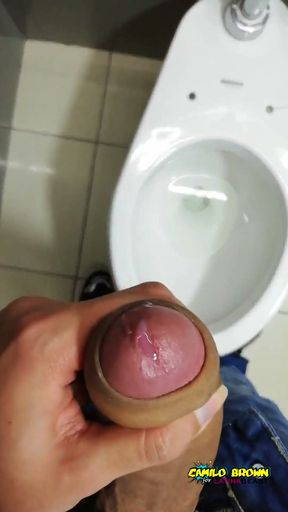 Jerking Off My Big Uncut Cock At The Mall's Public Bathroom - Camilo Brown   Clip 3