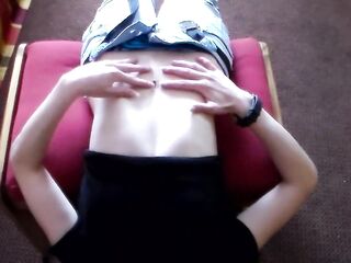Paula shows her gripping bare abdomen and aroused fingers her navel and masturbates Dream of Paula