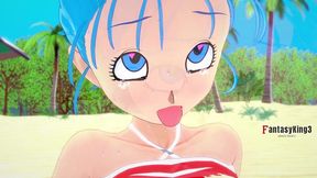 young bulma on the beach - dragon ball