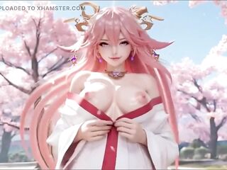 Yae Miko Exposed Tease Compilation From Hot Underclothes to Big Breast Exposure Genshin Impact Manga