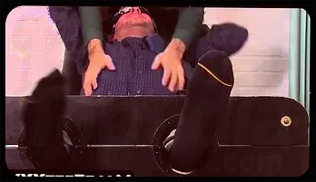 Blindfolded Hunk Endures Devastating Feet Tickling Session