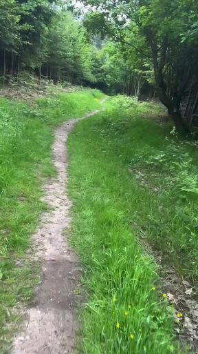 Key moment from "Naked walk in woods for almost an hour got me horny, huge cumshot near end"