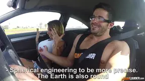 Moaning Busty Hottie Gets Her Wet Pussy Fucked Hard In The Car Ride