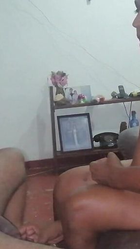 Father in Law's Gigantic Dick Hangs Out Under His Sarom for Step Daughter