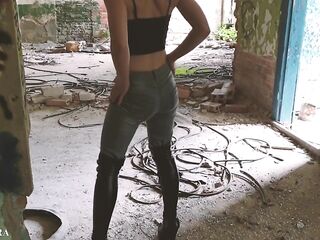 Thigh High Boots ASMR Mistresse Ideal Ass Taut Jeans Boot Fetish Tease