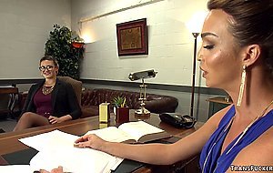 TS lawyer anal fucks MILF in the office