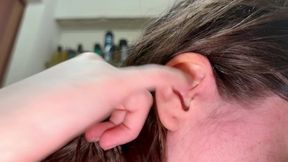 Ear cleaning close up