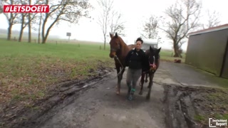 LETSDOEIT - German Tattooed Milf Is So Horny That She Cuts Her Pants Off