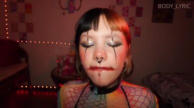 Clown slut deepthroats a massive cock raw POV