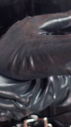 ASMR video in latex: big rubber gloves (Arya Grander) SFW video with hot sounding