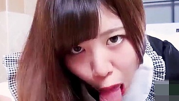 Beautiful Japanese woman. Slim amateur model, oral sex and intercourse. Uncensored, Asian, hentai, maid cosplay.