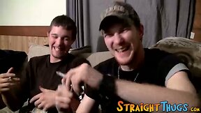 Ty and his buddy get naked and start stroking their cocks