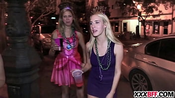 Sexy friends fuck at mardi gras