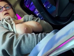 Busty TikTok slut gets caught masturbating in car wash