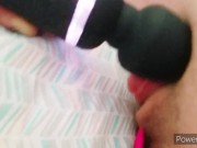 using a wand to make my t-dick cum