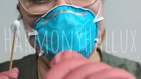 Home Nurse Harmony in an N95 - Swabbing Your Throat