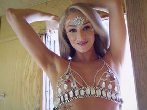 Petite belly dancer blondie stripping