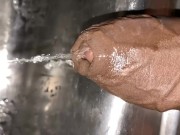Uncut dick hot Pissing to the sink after Cumshot