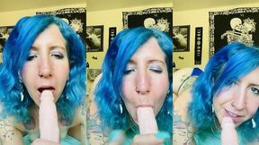 sloppy blow job from blue haired tattooed girlfriend pov joi