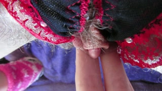 My Wet big clit hairy pussy in panties after huge orgasm