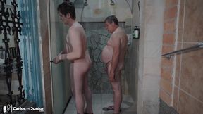 Stepdaddy Taking a Shower with His Boy