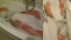 Wet mesh torture in euro bathtub cum dripping solo