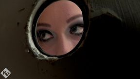 blonde slut gets a variety of cocks at the gloryhole